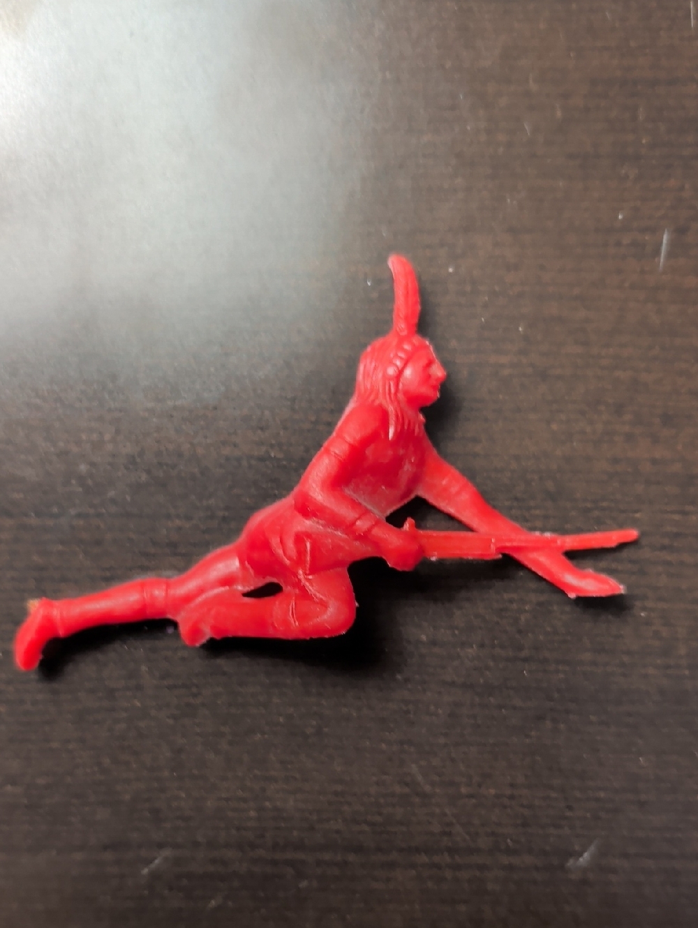 Red Plastic Toy Soldier Indian Figurine Vintage Warrior